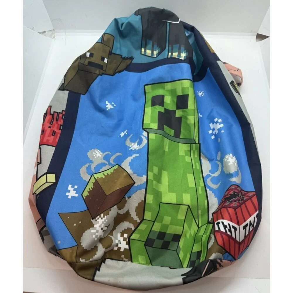 Mojang Minecraft Polyester Draw String Backpack Soft All Over Print Anime